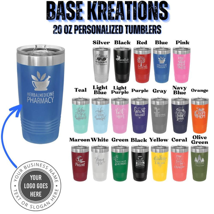 20 oz Custom Engraved Tumbler - Base Kreations