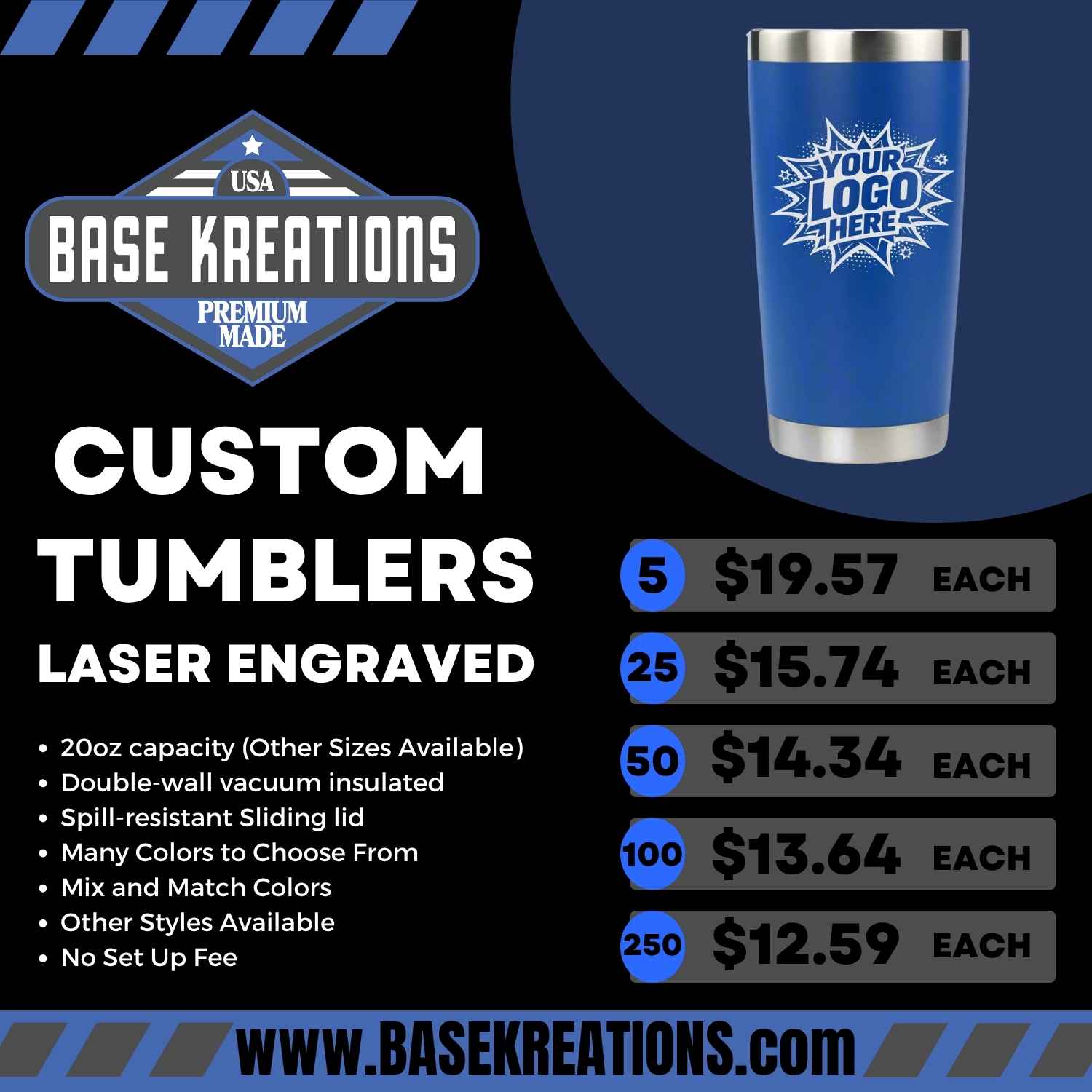 Tumblers - 20 oz Custom Bulk Orders