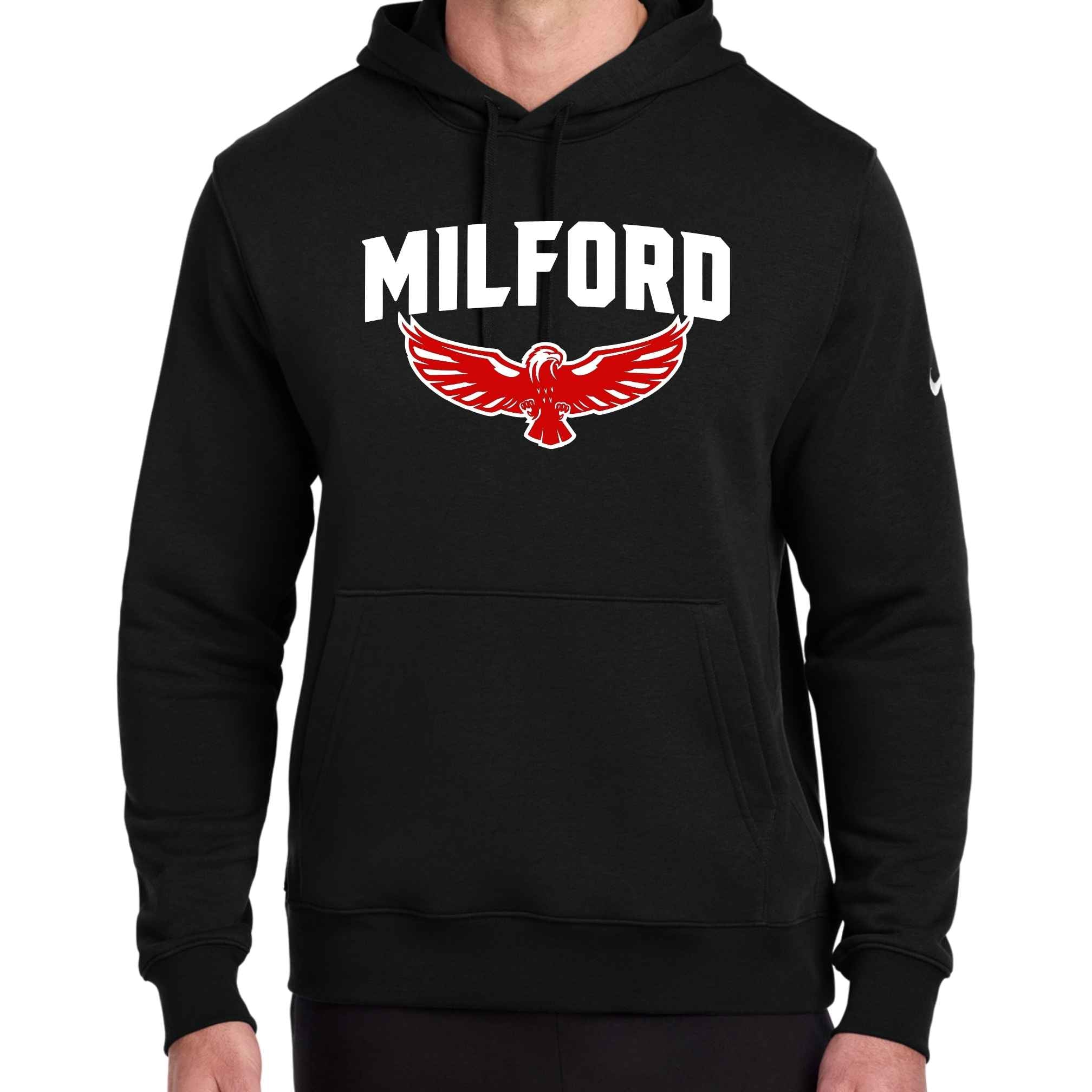 Milford Eagles Fleece Pullover Hoodie - Nike or Tultex