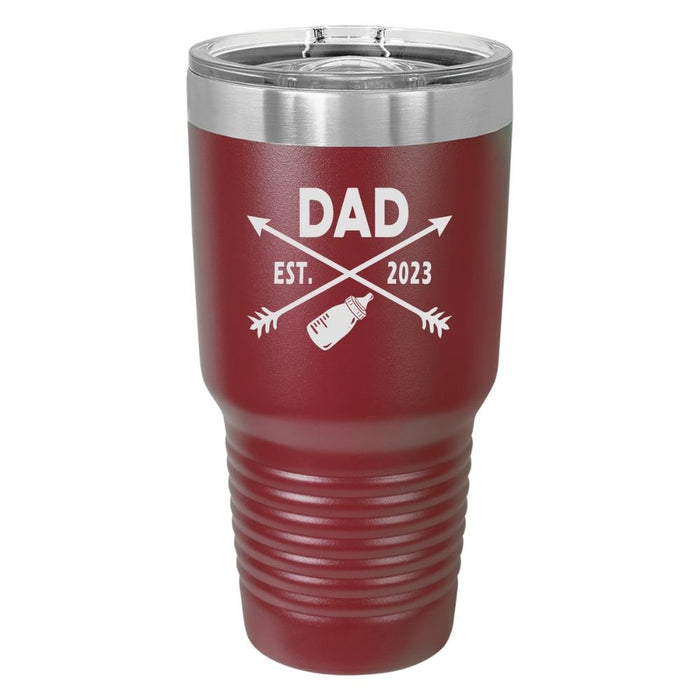 Dad Est 2023 Personalize Name and Year Engraved Tumbler - Base Kreations