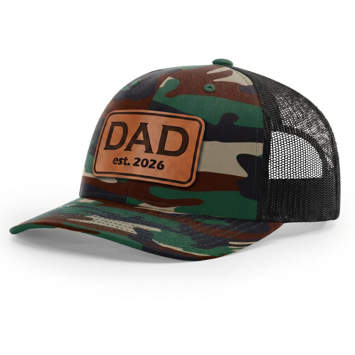 Custom new dad Richardson 112 hat with engraved leatherette patch