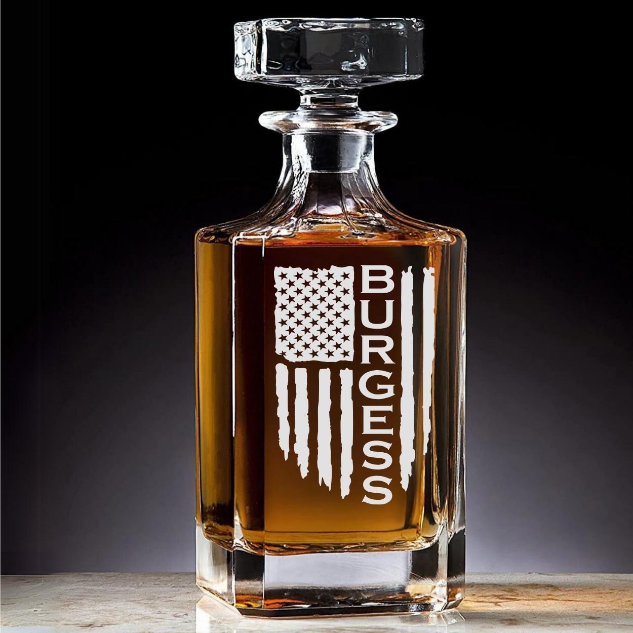 Personalized Tattered Flag Decanter Set - Base Kreations