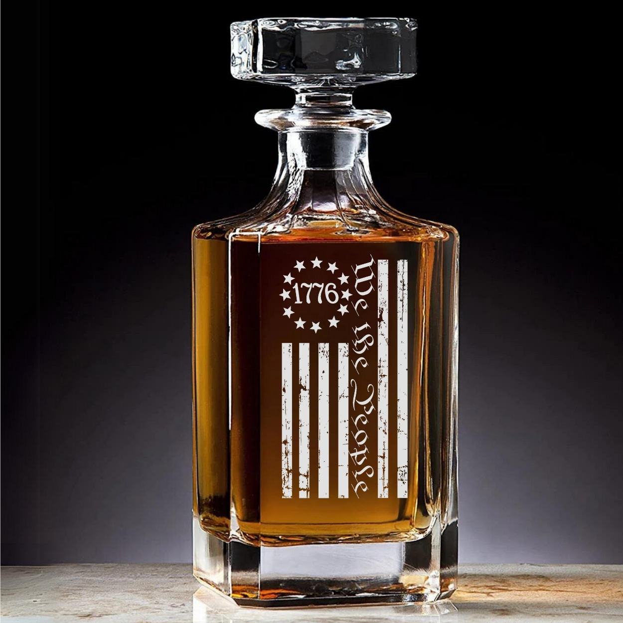 We The People 1776 American Flag Decanter & Rocks Glass - Base Kreations