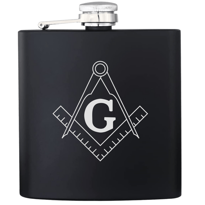 Freemason Masonic Square and Compass Engraved Flask - Base Kreations