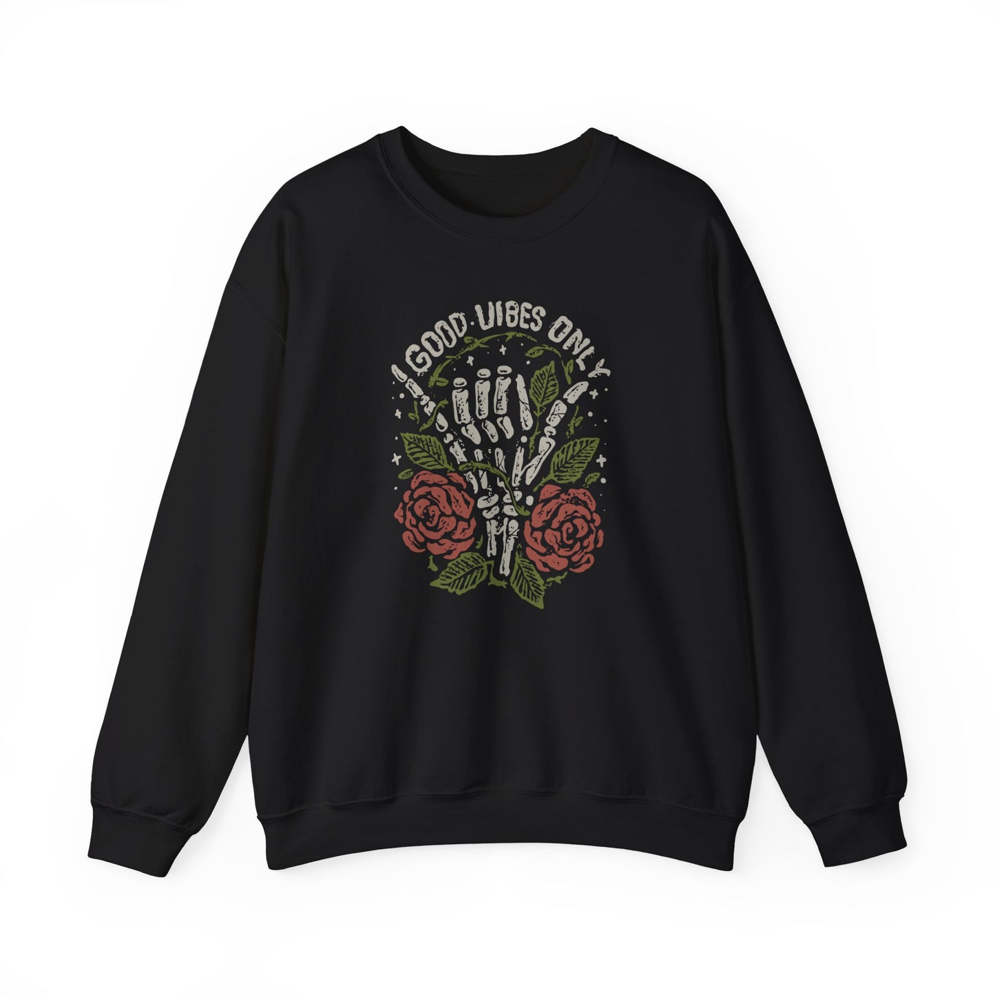 Good Vibes Only Skeleton Hand Crewneck Sweatshirt