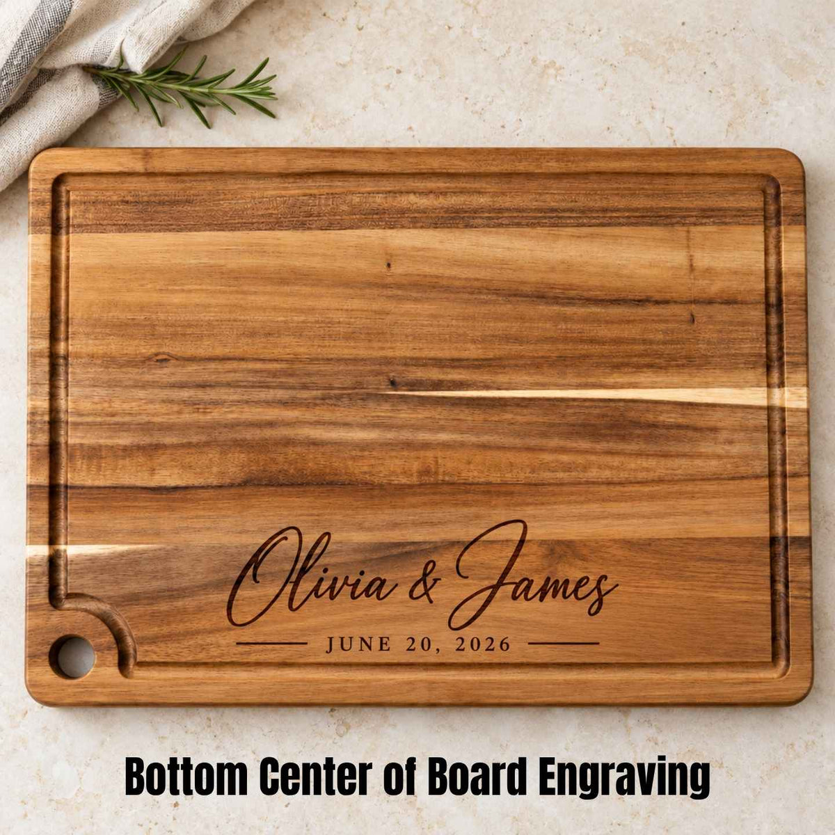 Personalized Acacia Wood Cutting Board – Custom Laser Engraved