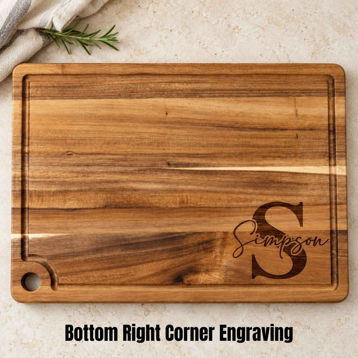 Personalized Acacia Wood Cutting Board – Custom Laser Engraved