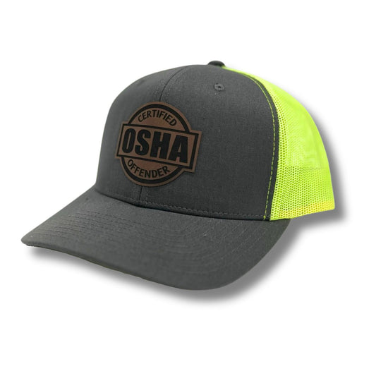 Certified OSHA Violator Patch Hat High Vis Saferty Green Safety Orange Blue Collar Apparel 