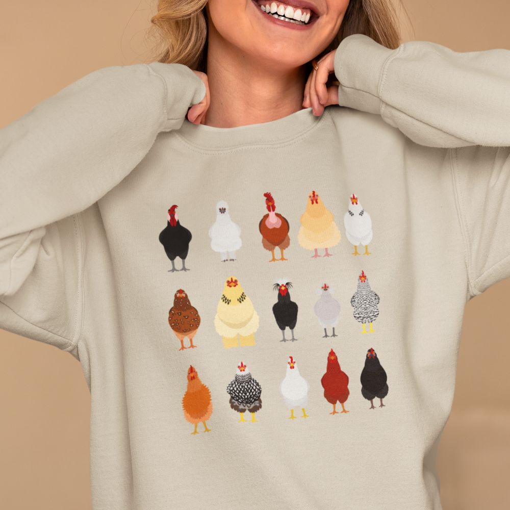 Chicken Breeds Crewneck Sweatshirt Chicken Mom era 