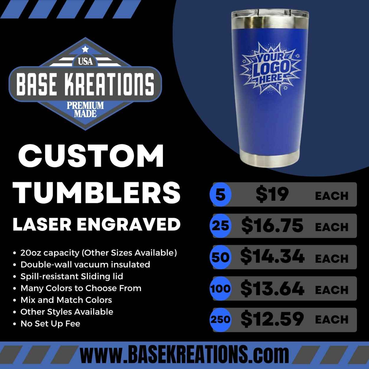 Tumblers - 20 oz Custom Bulk Orders