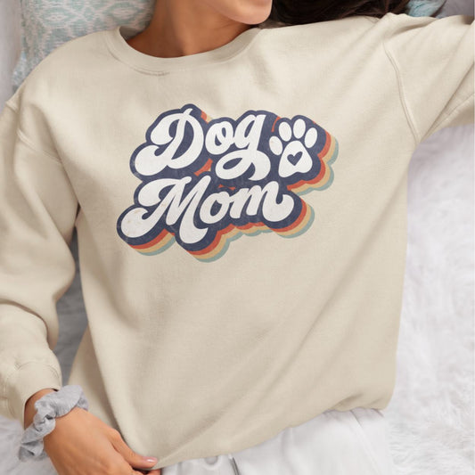Dog Mom Retro Design Crewneck Sweatshirt (1)