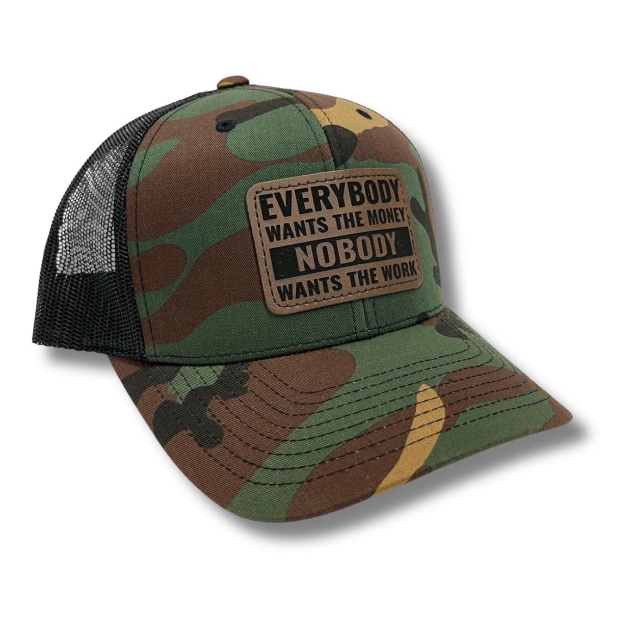 Everybody Wants The Money, Nobody Wants The Work Patch Hat Richardson 112 blue collar apparel