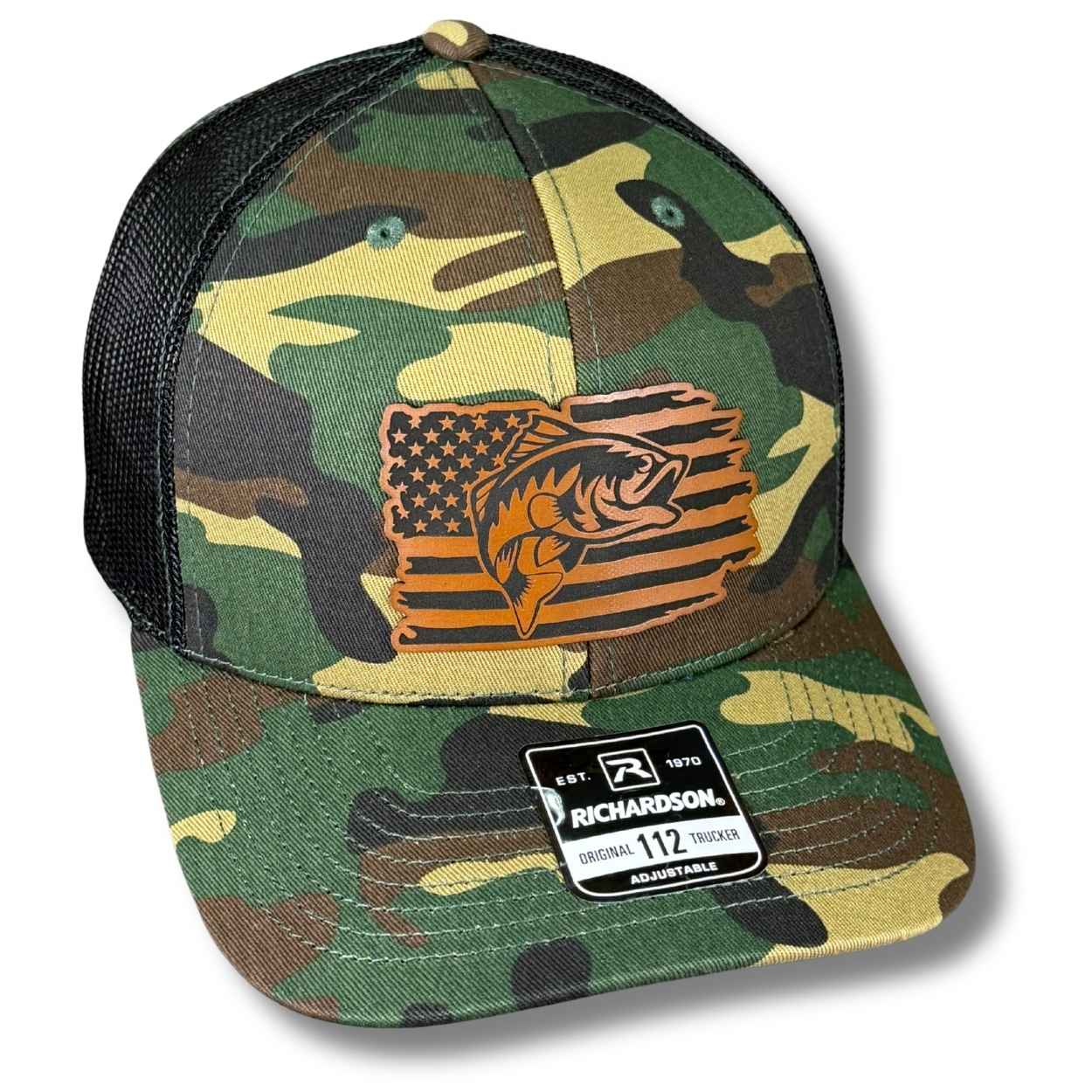 Fishing Distressed American Flag Patch Hat