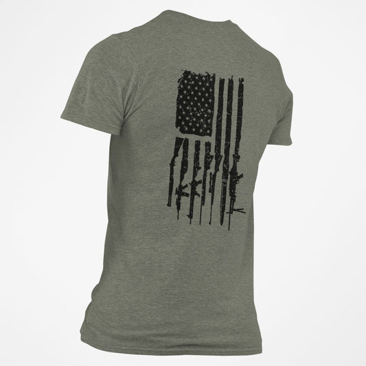 Gun Flag American T-Shirt Patriotic Tee