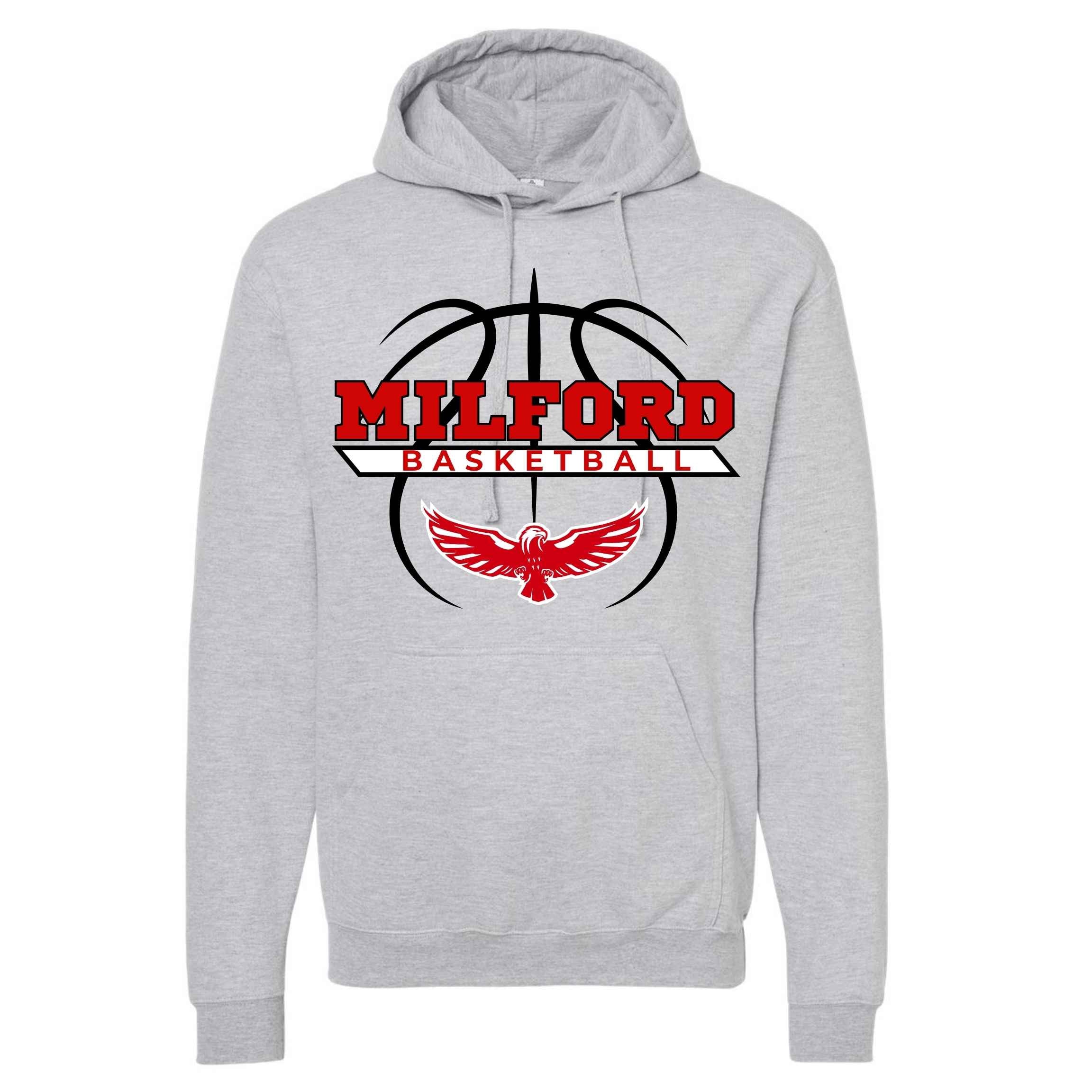 Milford Basketball Fleece Pullover Hoodie - Nike or Tultex
