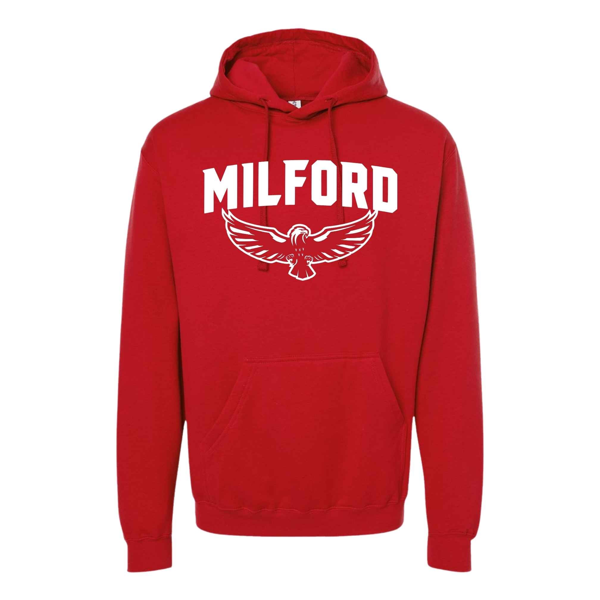Milford Eagles Fleece Pullover Hoodie - Nike or Tultex