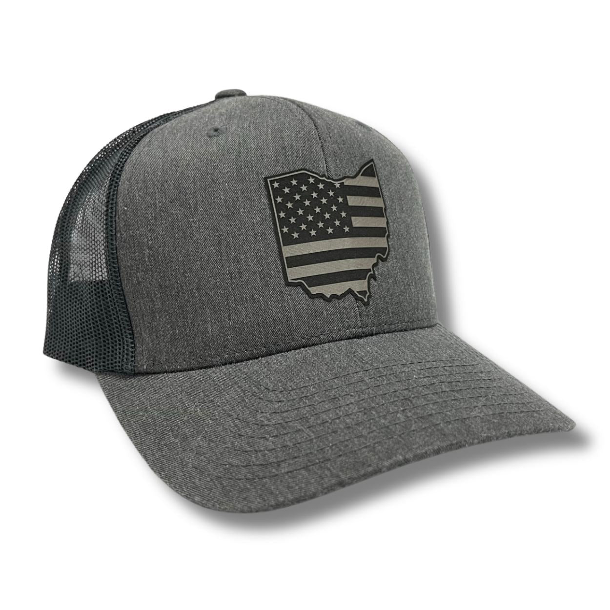 State of Ohio Map American Flag Patch Snapback Hat