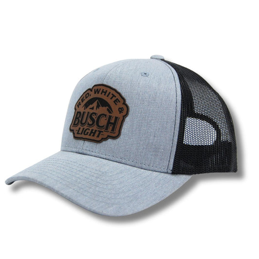 Red White and Busch Light Patch Hat Summer Concert Beer Drinking Cap