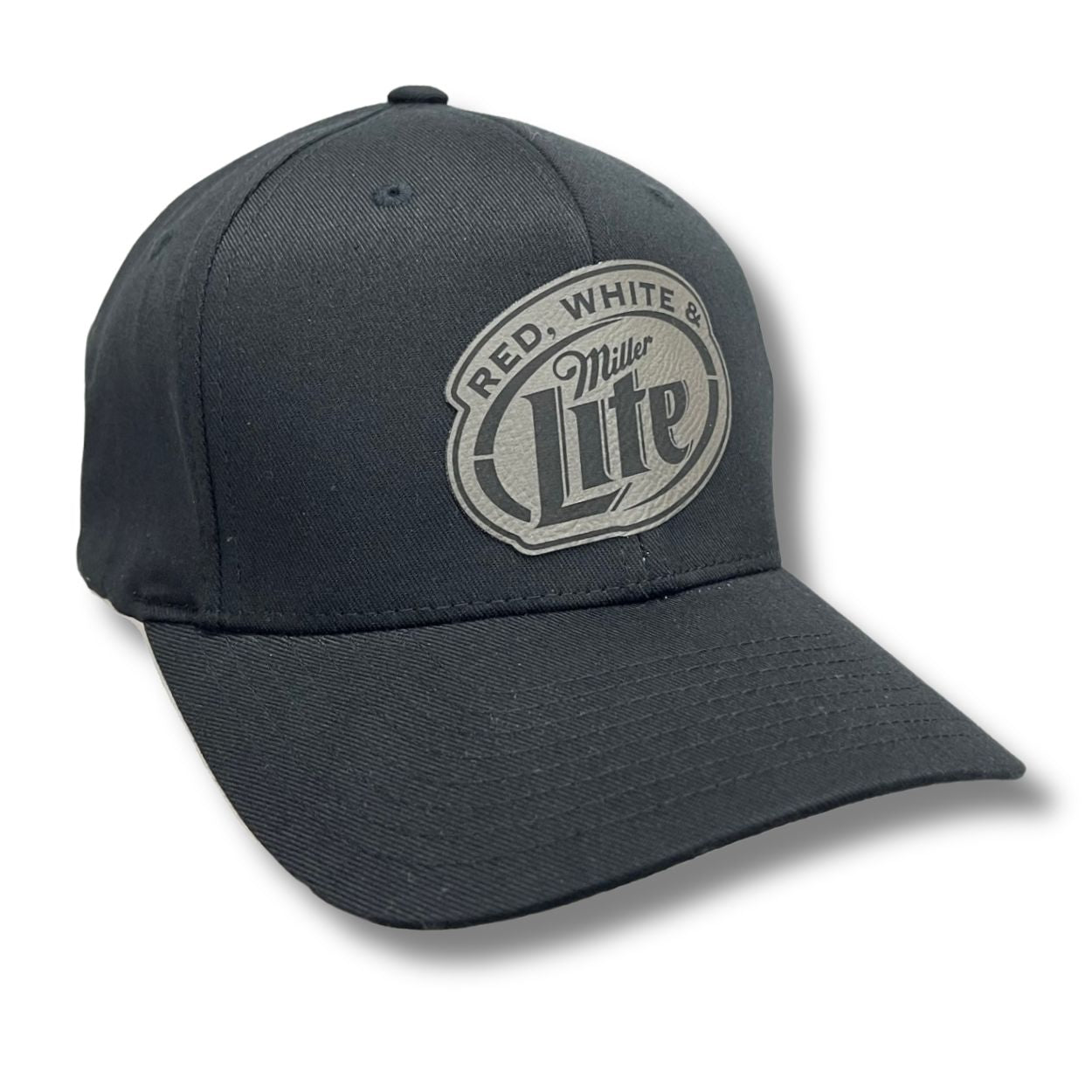 Red White and Miller Lite Patch Hat Summer Concert Beer Drinking Cap Flexfit Hat (1) WEBSITE RESIZED