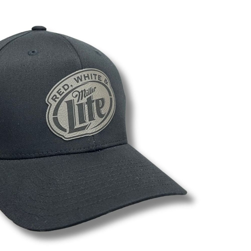 Red White and Miller Lite Patch Hat Summer Concert Beer Drinking Cap Ponytail hidden girls hat