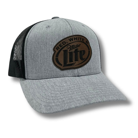 Red White and Miller Lite Patch Hat Summer Concert Beer Drinking Cap (1)