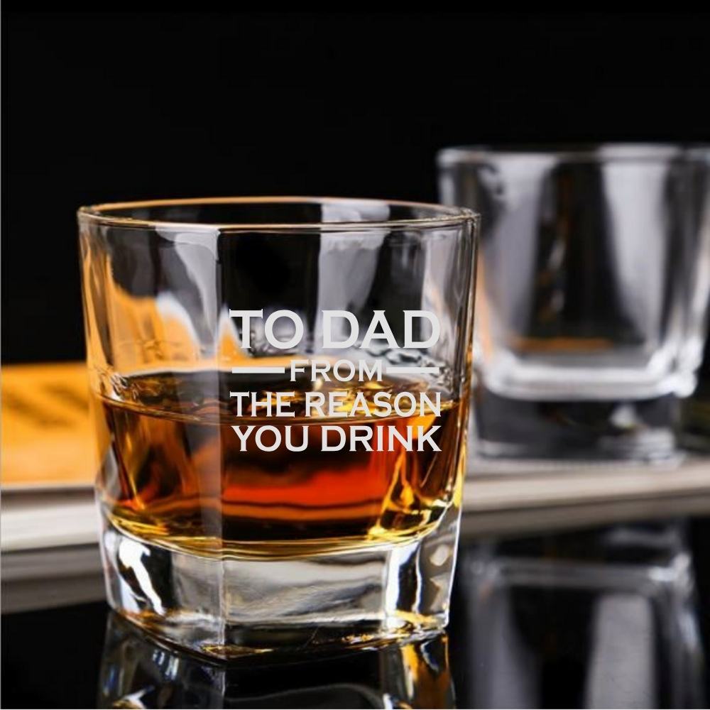 To Dad From The Reasons You Drink Whiskey Rocks Glass Bourbon Custom Personalized gifts for him  man cave