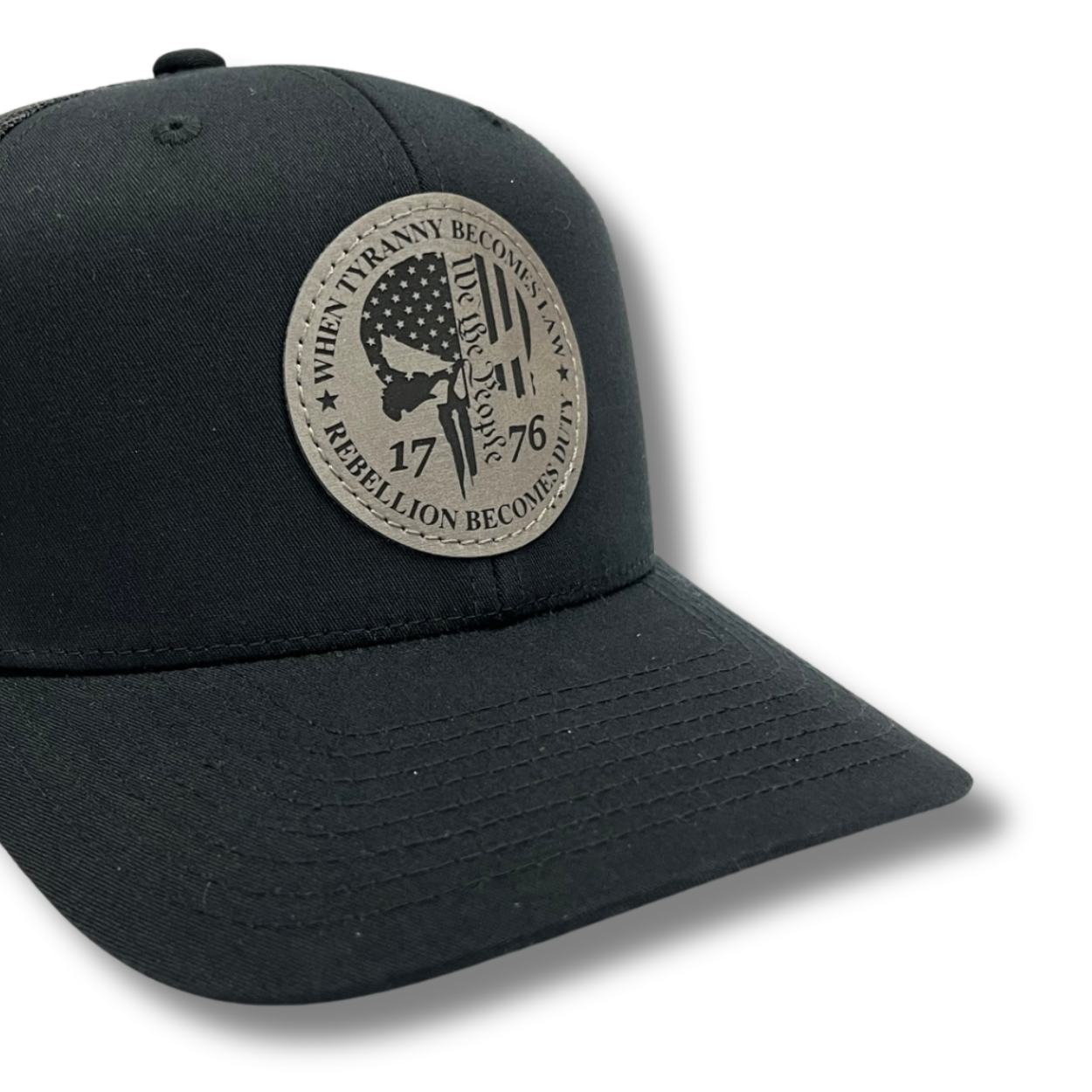 When Tyranny Becomes Law Rebellion Becomes Duty Patch Hat Flexfit patriotic hat punisher hat 