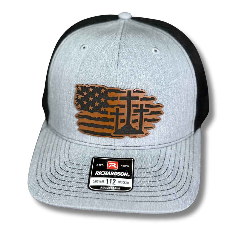 American Flag Cross – Custom Engraved Hat - Base Kreations