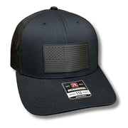 Black American Flag PVC Patch Hats - Base Kreations