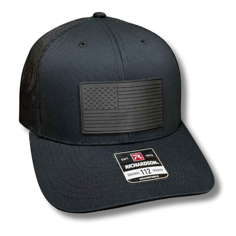 Black American Flag PVC Patch Hats - Base Kreations