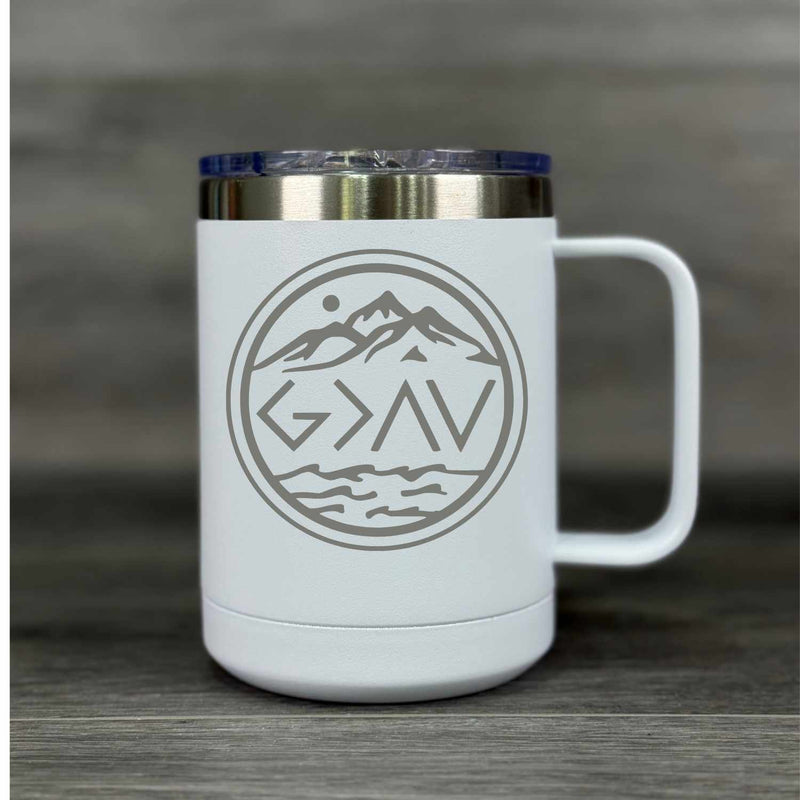 God is Greater than the Highs and Lows – Insulated Mug - Base Kreations