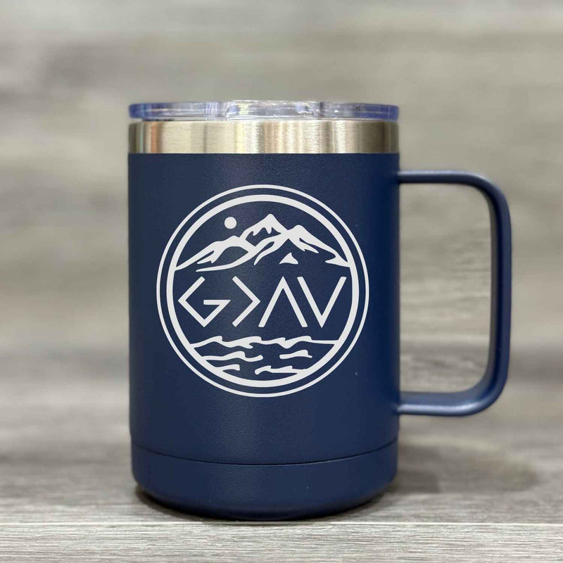 God is Greater than the Highs and Lows – Insulated Mug - Base Kreations