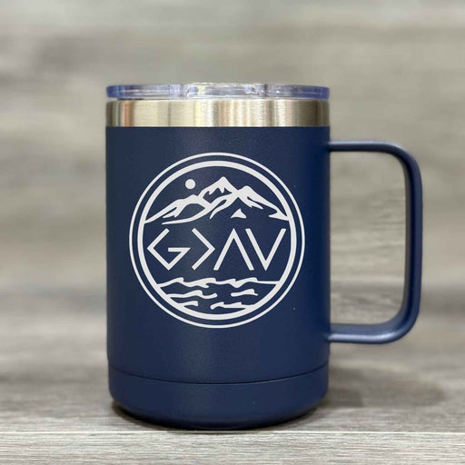God is Greater than the Highs and Lows – Insulated Mug - Base Kreations