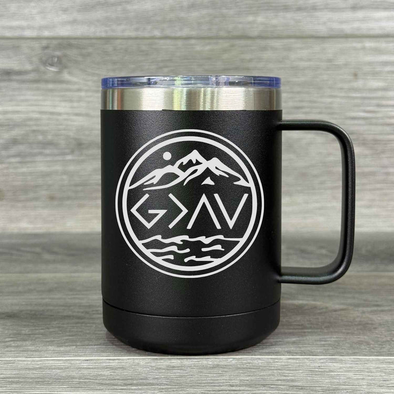 God is Greater than the Highs and Lows – Insulated Mug - Base Kreations