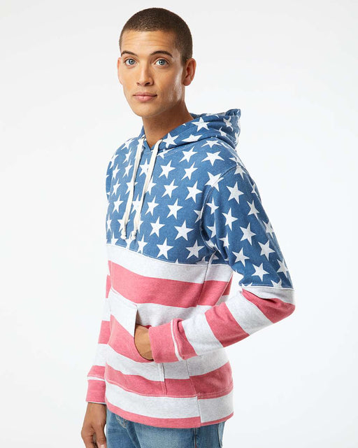 Stars and Stripes Triblend Fleece Hooded Sweatshirt - Base Kreations