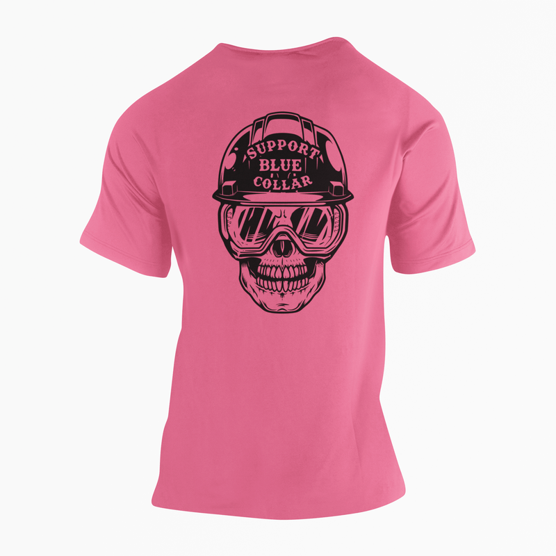Support Blue Collar Hardhat Skull T-Shirt - Base Kreations