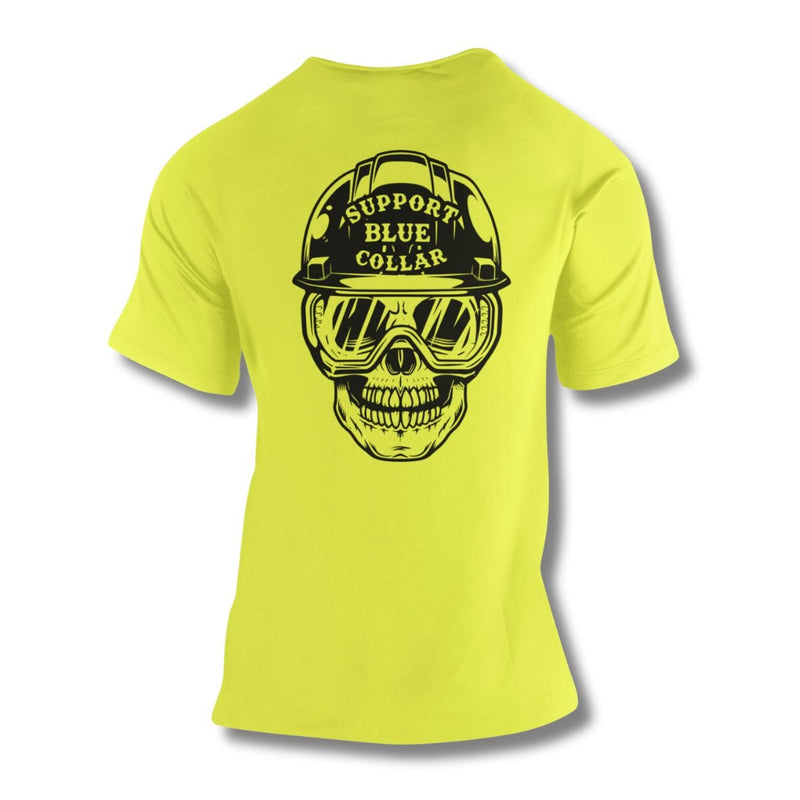 Support Blue Collar Hardhat Skull T-Shirt - Base Kreations