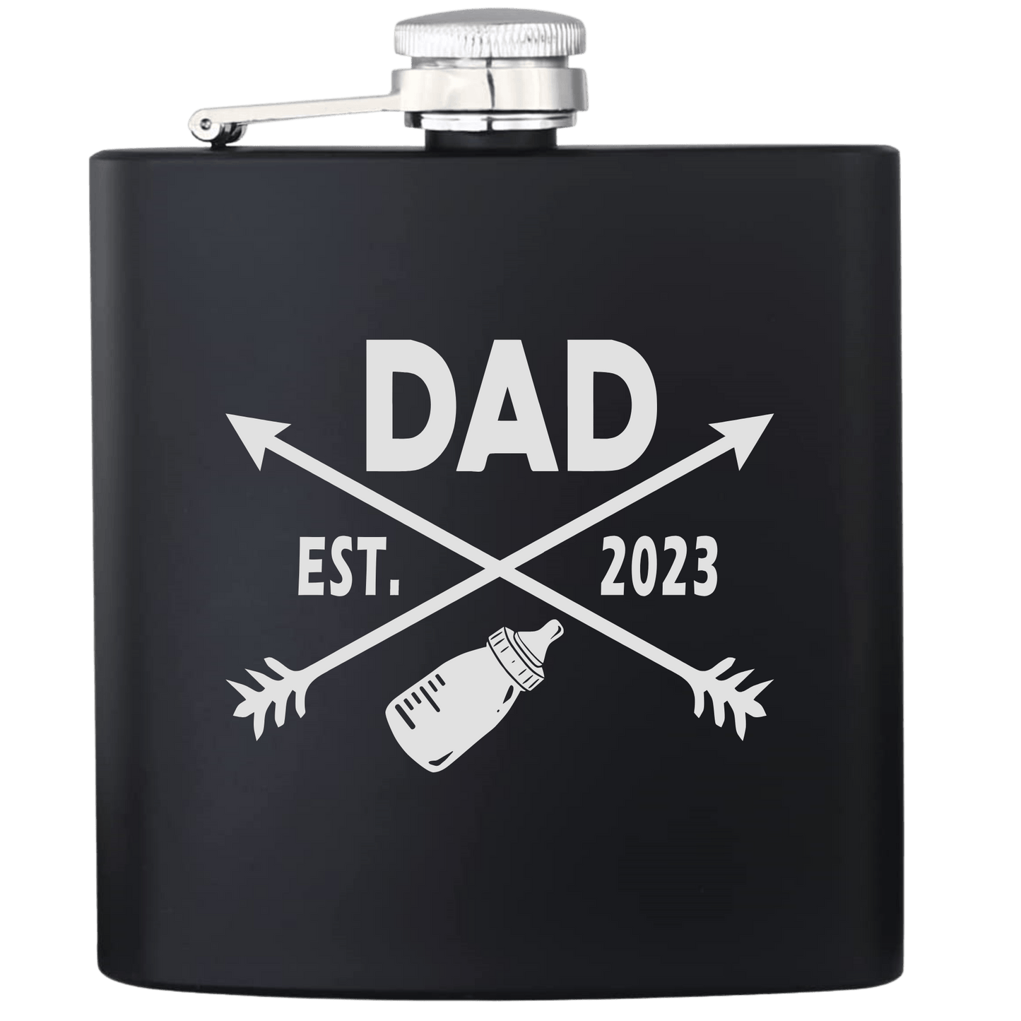 Dad Est 2023 Personalize Name and Year Engraved Flask